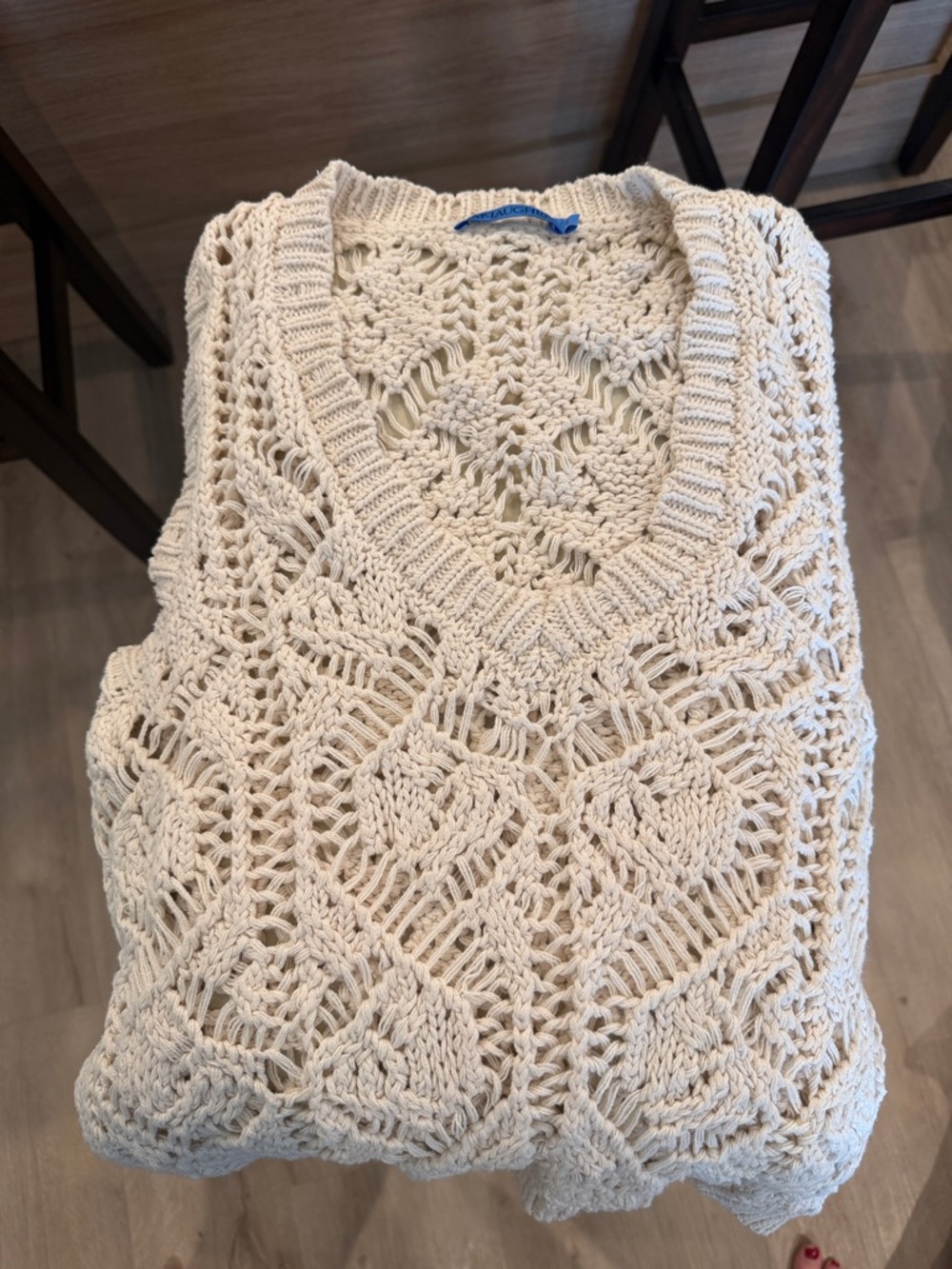 J. McLaughlin Cream Crochet Knit V-Neck Tank Top